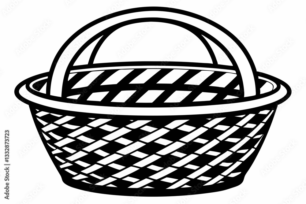 Obraz premium wicker basket line art silhouette vector illustration