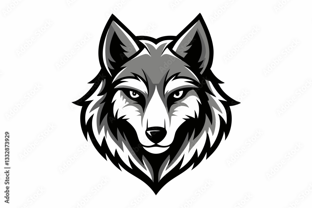 Naklejka premium wolf head logo line art silhouette vector illustration