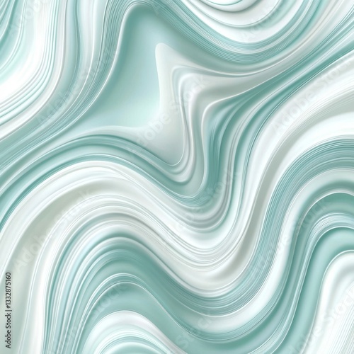 Abstract Swirling Lines in Teal and White
