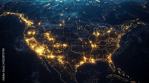 Wallpaper Mural USA Cities Lit Up at Night from Space Torontodigital.ca