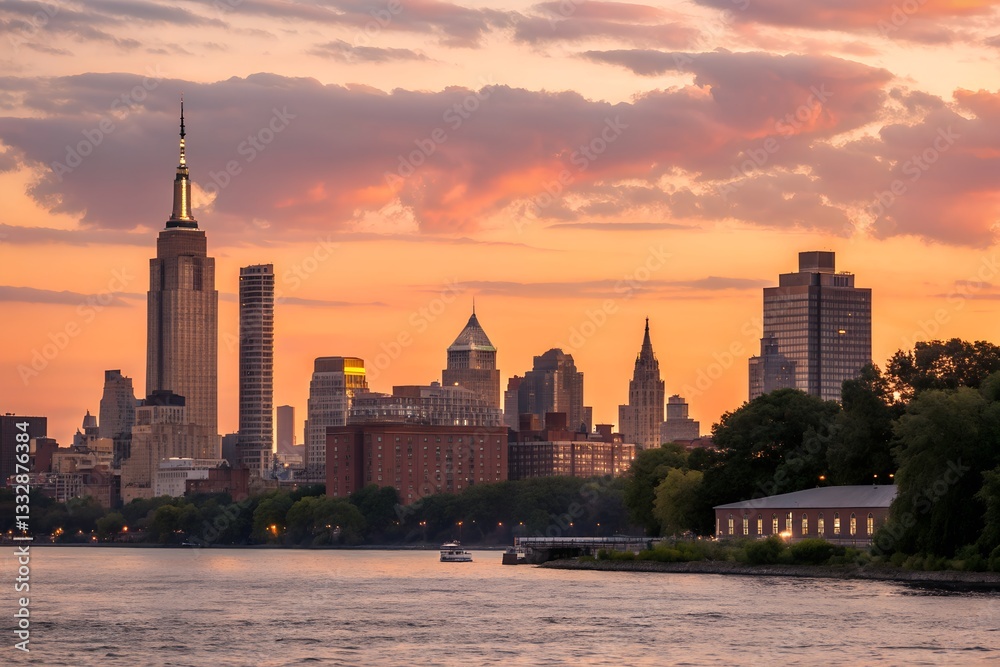 Fototapeta premium A scenic view of a skyline during the golden hour