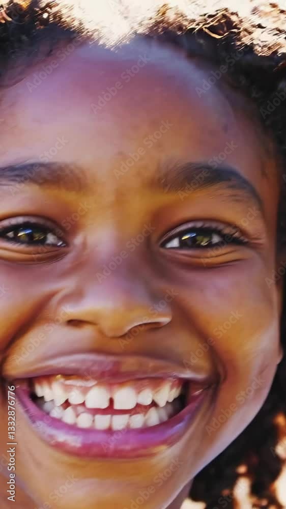 Vertical screen, joyful expressions illuminate the face of a young girl as she shares six variations of her radiant smile, showcasing genuine happiness and carefree spirit Vertical screen, joyful expressions illuminate the face of a young girl as she shares six variations of her radiant smile, showcasing genuine happiness and carefree spirit