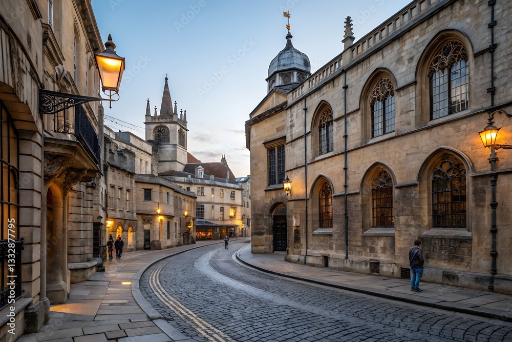 Obraz premium A historic city center with cobblestone streets and old buildings.