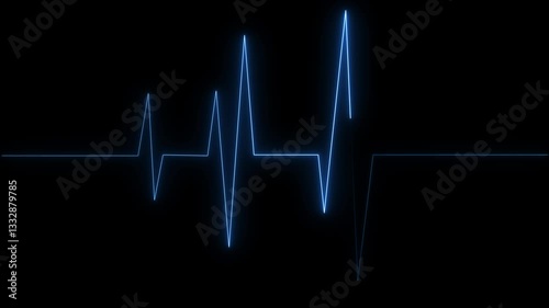 Glowing neon heartbeat pulse line animation. Neon heartbeat monitor ekg line black background  animation. Medical laboratory concept. 4k animation.