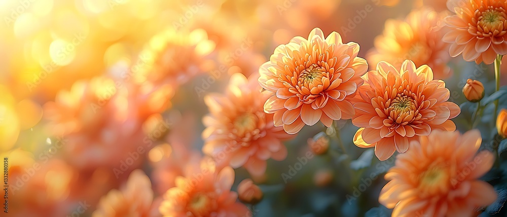 Sun-Kissed Orange Chrysanthemums: A Captivating Close-Up of Blooming Flowers Bathed in Golden Light, Perfect for Floral and Nature Enthusiasts. Sun-Kissed Orange Chrysanthemums: A Captivating Close-Up of Blooming Flowers Bathed in Golden Light, Perfect for Floral and Nature Enthusiasts.