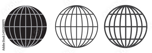 globe outline icon. Linear vector from furniture concept. 6 different line style globe icon included thin, light, regular, medium, bold, black