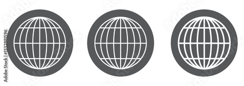 Globe icon set. Go to web symbol icon. Collection www symbol, Web icon, website, homepage icon set, earth clip art, globe symbol. Globe with arrow. Editable stroke. Vector illustration.