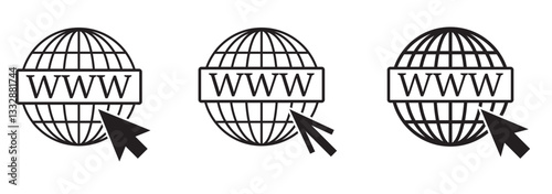 World globe icons set. Earth globe sign. Round and flatten planet symbol. Graphic elements. Vector.