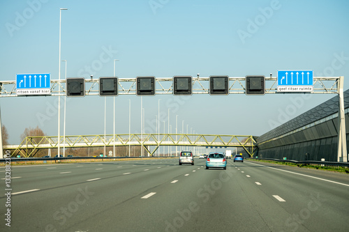 Schilderij op canvas Road network infractrusture in Netherlands, driving safe on high quality asphalt