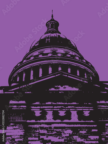 Pantheon dome in Paris silhouette