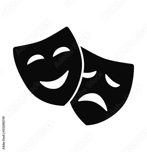 Masquerade vector icon on white background. Comic and tragic mask icon.