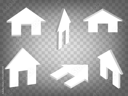Set of perspective projections 3d Home Address sign on transparent background.  High detailed 3d Home Address  icon network.  Abstract concept of graphic elements for your design. EPS 10