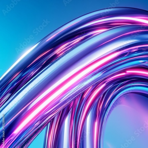 Interwoven Metallic Tubes with Neon Illumination
