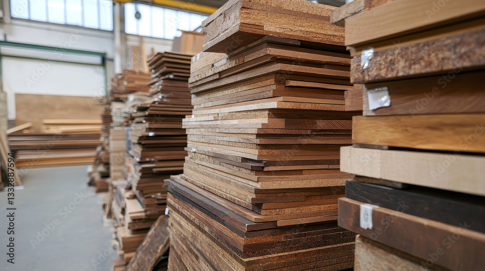 Layers of Elegance: Worktop Samples Displayed in a Showroom