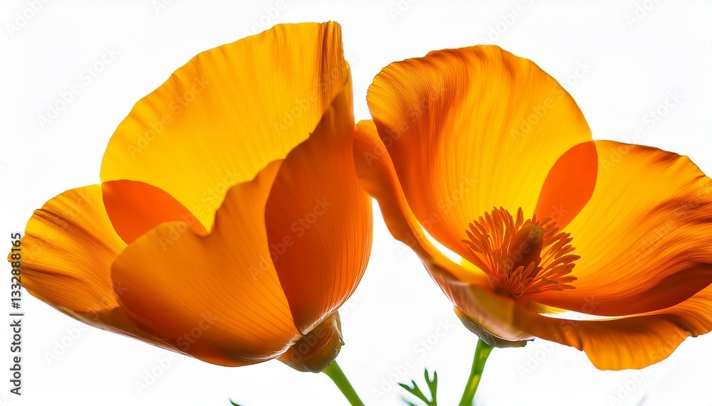 Naklejka premium orange california poppy golden poppy california sunlight cup of gold eschscholzia flower isolated