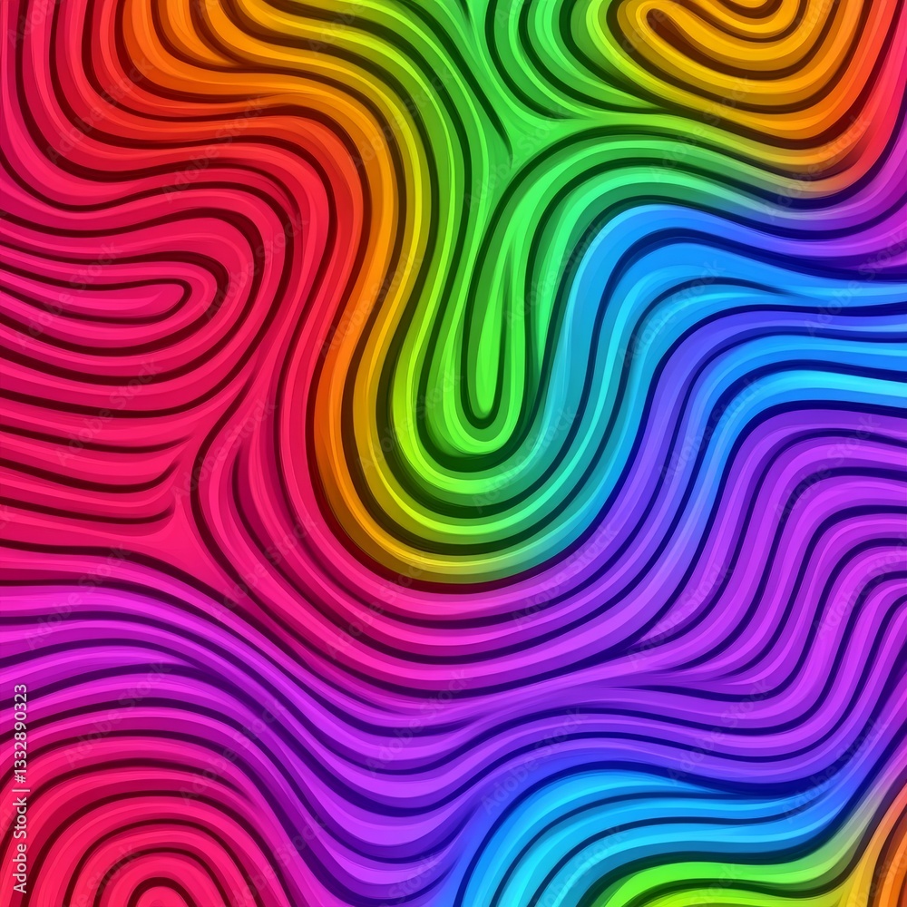 Obraz premium Rainbow Wave Line Pattern