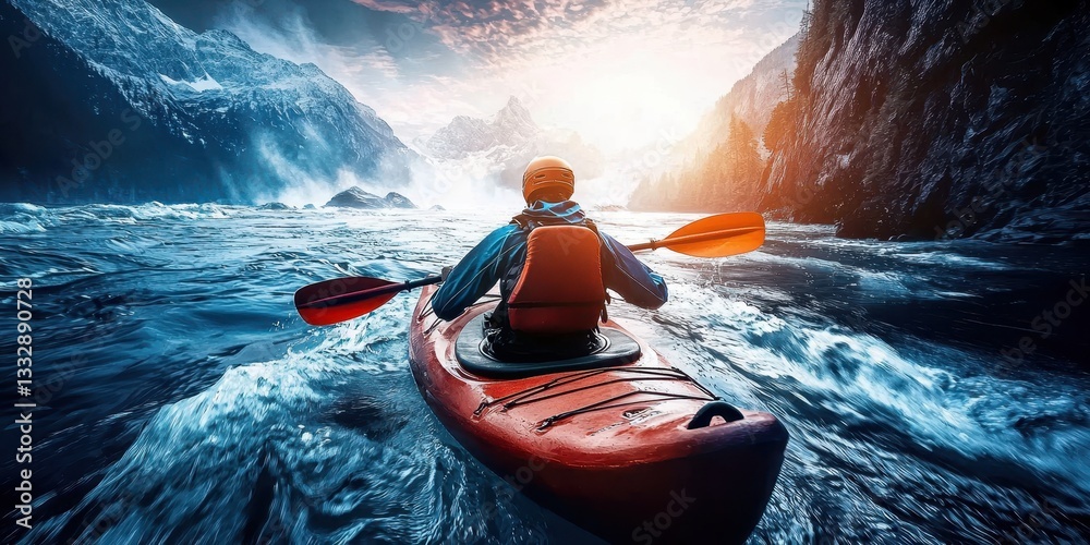 Experience the thrill of extreme sport rafting and kayaking in stunning mountain rivers.