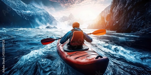 Obraz na płótnie Experience the thrill of extreme sport rafting and kayaking in stunning mountain rivers. w salonie