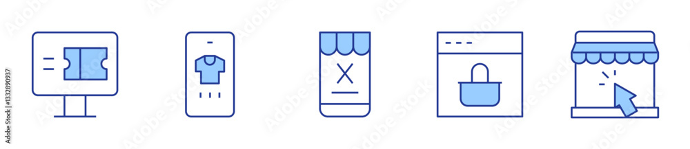 E-commerce Icon vector illustration. Line Duotone style. Editable stroke. e ticket, online shopping, ecommerce, online shop E-commerce Icon vector illustration. Line Duotone style. Editable stroke. e ticket, online shopping, ecommerce, online shop