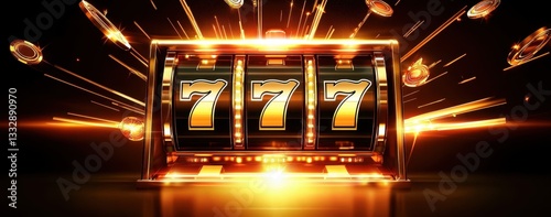 Obraz na płótnie Golden jackpot slot machine featuring winning combination Exciting casino banner design showcasing slot machine success. w salonie