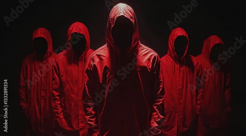 Obraz na płótnie Mysterious Cultists in Hooded Red Garb w salonie
