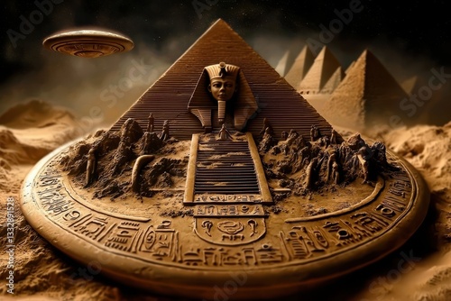 Obraz na płótnie Theories on Egyptian Pyramids and Alien Involvement w salonie