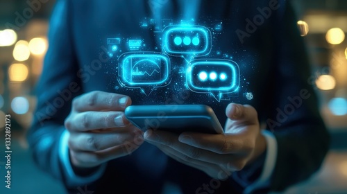Obraz na płótnie Focus on online customer service through live chat technology. w salonie