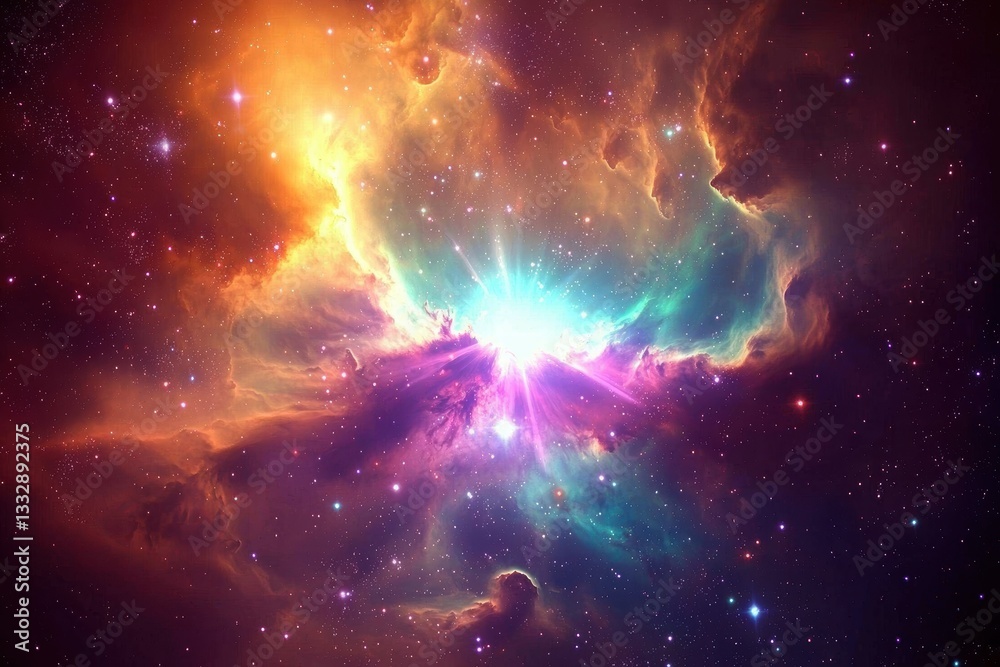 The vibrant hues of a supernova nebula in cosmic space.