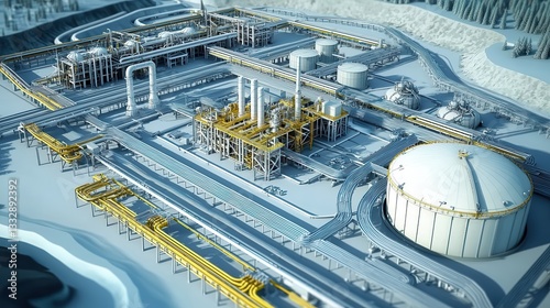 Obraz na płótnie Key sites for natural gas storage highlighted on the map. w salonie