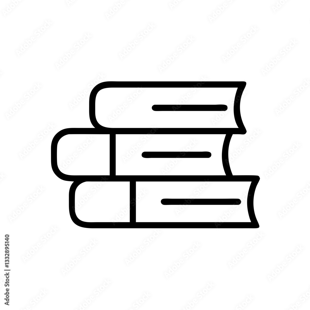 Stack of books icon in black outline style Stack of books icon in black outline style
