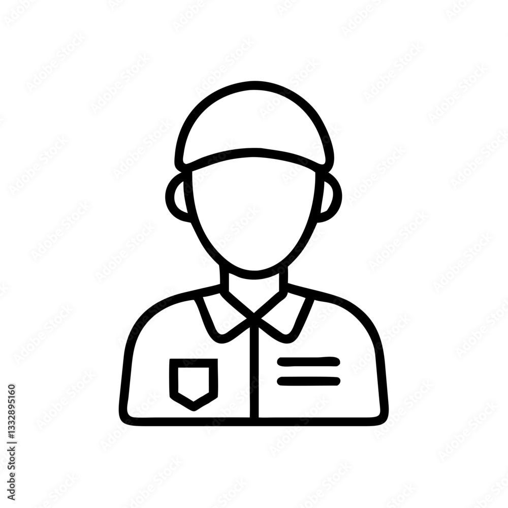 Worker or professional avatar icon in black outline style Worker or professional avatar icon in black outline style