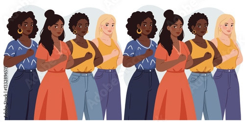 Women of different ethnicities this illustration showcases people from various cultures and communities, highlighting the beauty of diversity.