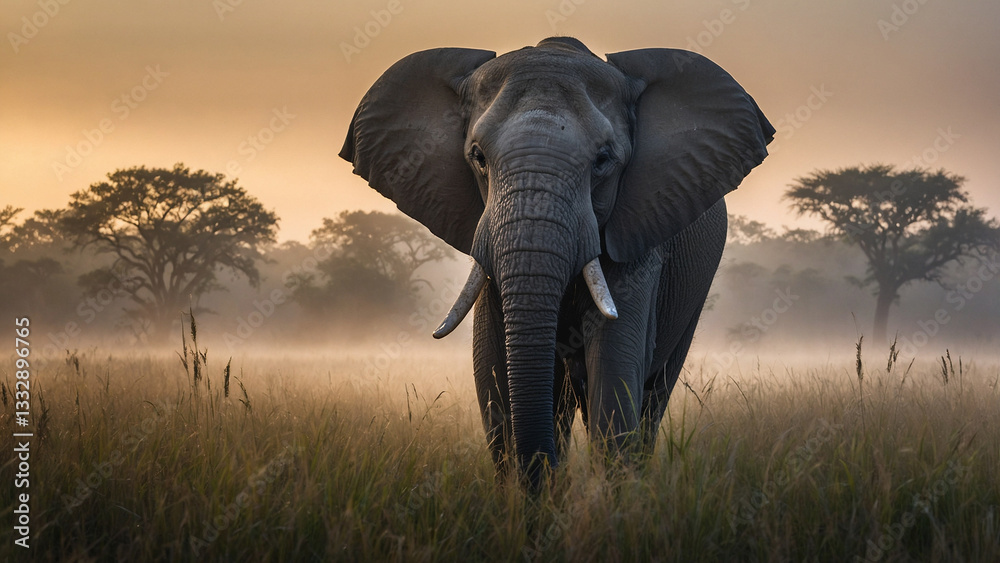 Obraz premium elephant at sunset