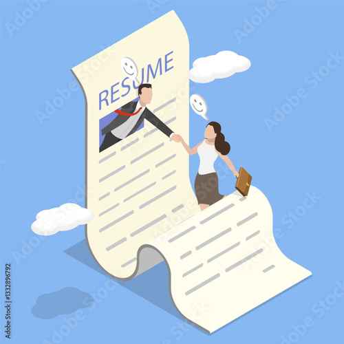 3D Isometric Flat Vector Illustration of Hiring, Human Resource Management