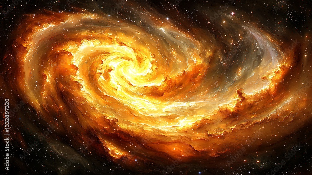 A Spectacular Spiral Galaxy Showcasing Brilliant Yellows and Oranges