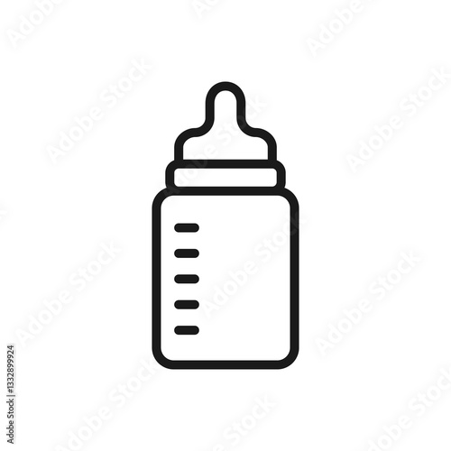 Baby feeding bottle - line icon with editable stroke.  Simple outline symbol. Vector illustration.