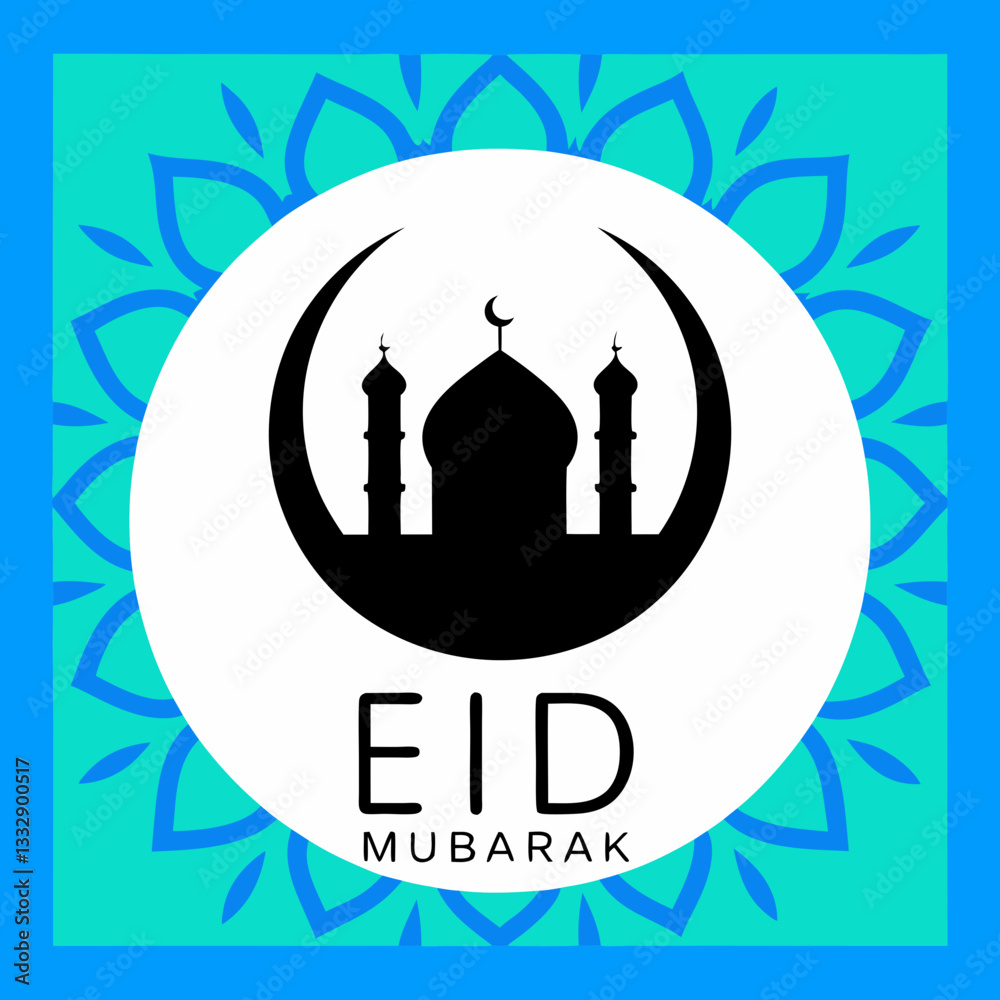 Design an elegant Eid Mubarak-themed greeting card with a white background Design an elegant Eid Mubarak-themed greeting card with a white background