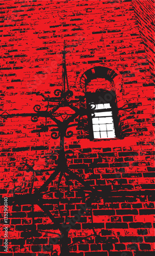 Gothic style window and ironwork