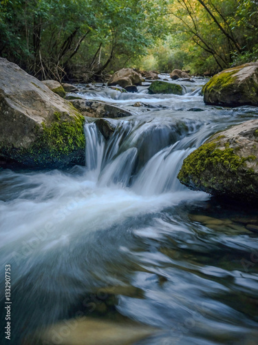 Close-up of water flowing in a small river