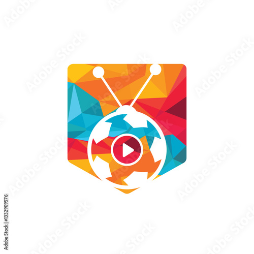 Soccer television vector logo design template. Football tv icon logo.