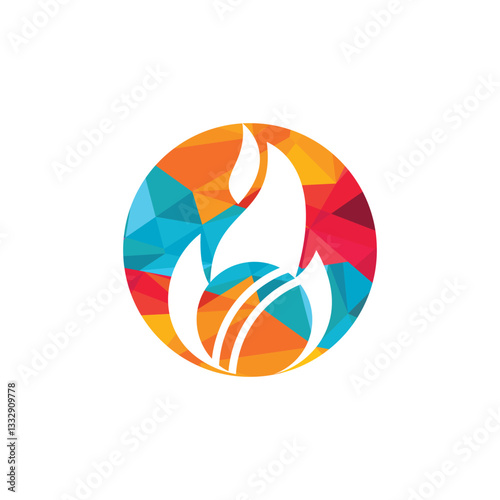 Cricket sports vector logo design. Flaming cricket championship logo concept. photo