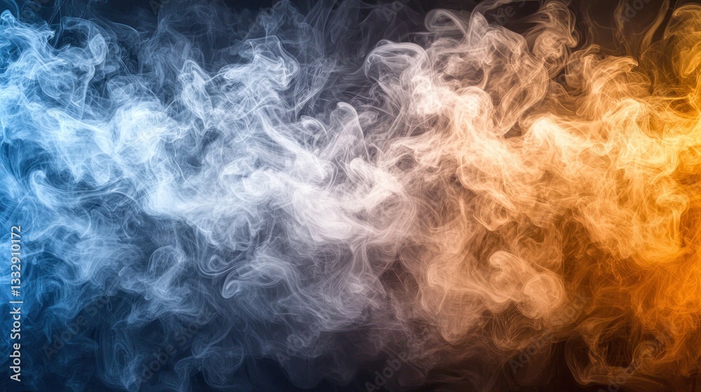 Obraz premium Abstract blue to orange smoke swirling, contrasting colors