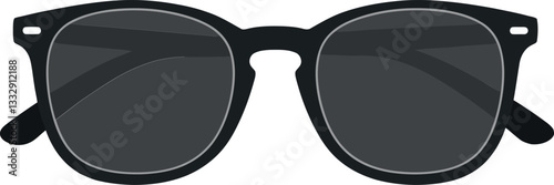 Stylish black sunglasses with a minimal design and sleek lines in vector art