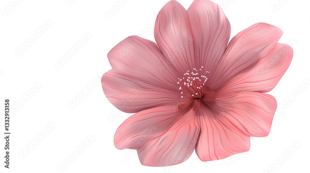 Flying pink flower 3D render icon isolated on white background Flying pink flower 3D render icon isolated on white background