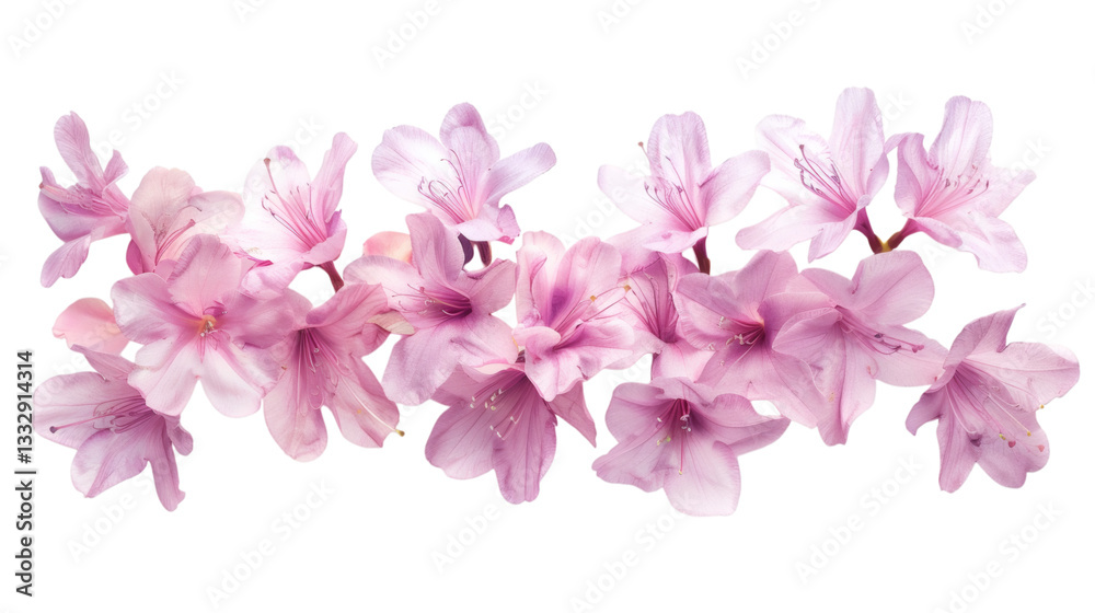 Flying pink flower petals gently scattered isolated on a white background Flying pink flower petals gently scattered isolated on a white background
