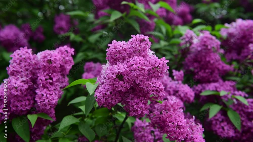 Lilac garden trees at spring time, gardeningm, botany, blossom, 4k macro video Lilac garden trees at spring time, gardeningm, botany, blossom, 4k macro video