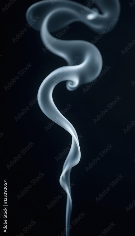Thin tendrils of white smoke on black backdrop , design, black Thin tendrils of white smoke on black backdrop , design, black