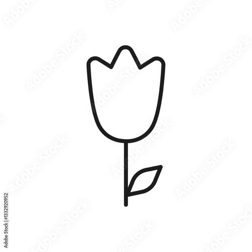 Vector flower. Flower icon. Flower with leaf. Vector tulip.
