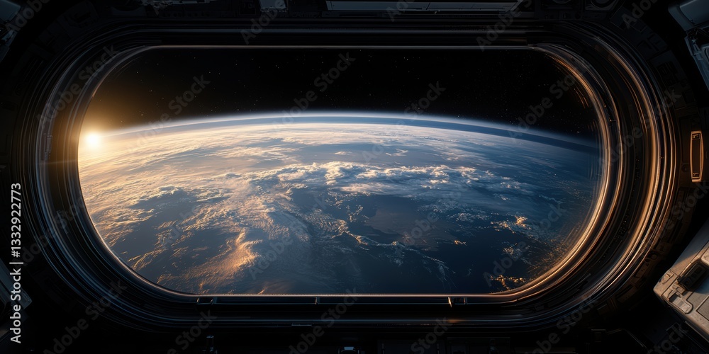 View From the Space Station Showcasing the Breathtaking Curve of Earth at Dawn With Golden Sunlight Illuminating the Atmosphere Generative AI View From the Space Station Showcasing the Breathtaking Curve of Earth at Dawn With Golden Sunlight Illuminating the Atmosphere Generative AI
