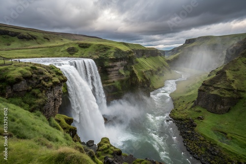 A majestic waterfall in Iceland.